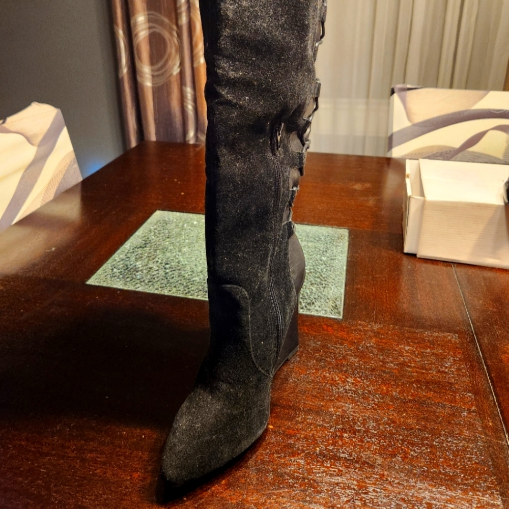 High black boots.